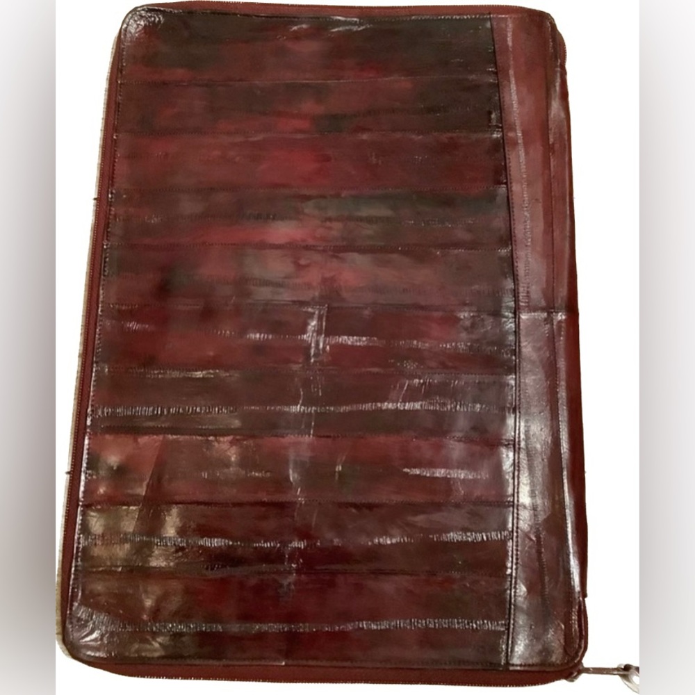 NEW EDC Eelskin & Suede leather Portfolio clamshell organizer